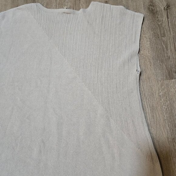 Eileen Fisher Poncho Sweater Women's Size Large Gray Tan Asymetrical Sleeveless - Picture 10 of 11